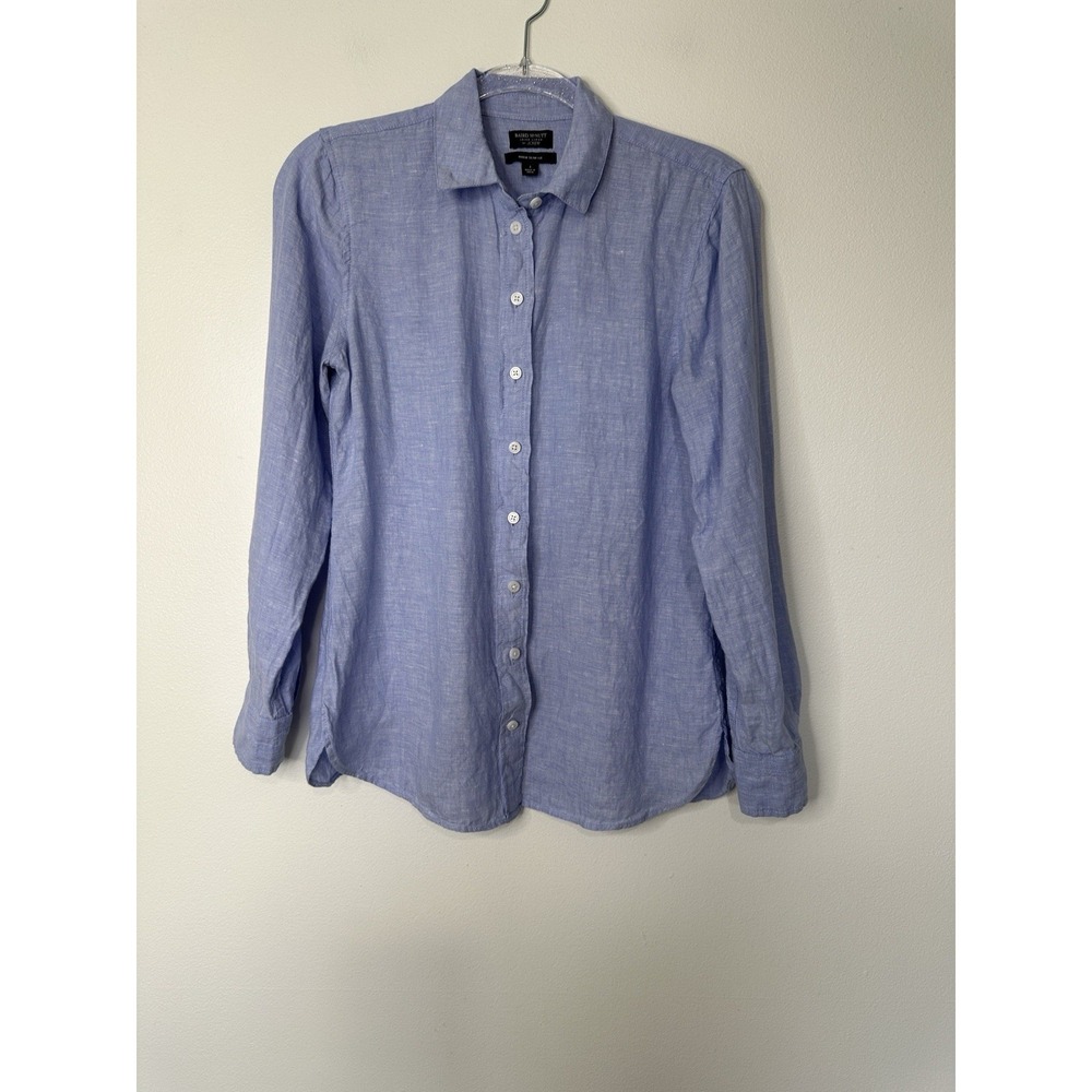 J Crew Baird McNutt Shirt Blue Irish Linen Wren Slim Fit Button Front Size 2